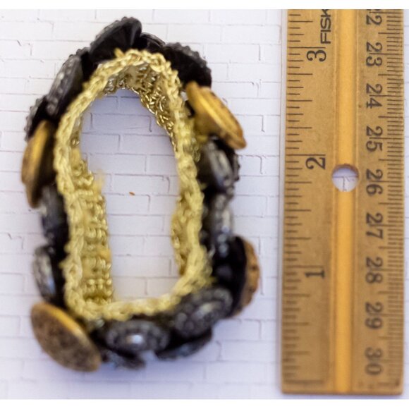 6 inch, Vintage Floral Charm Two Tone Elegant Bracelet - V28 - Picture 3 of 3